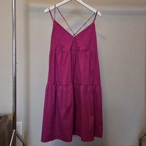 Express Magenta Pink Trapeze Swing Spaghetti Strap Tiered Dress